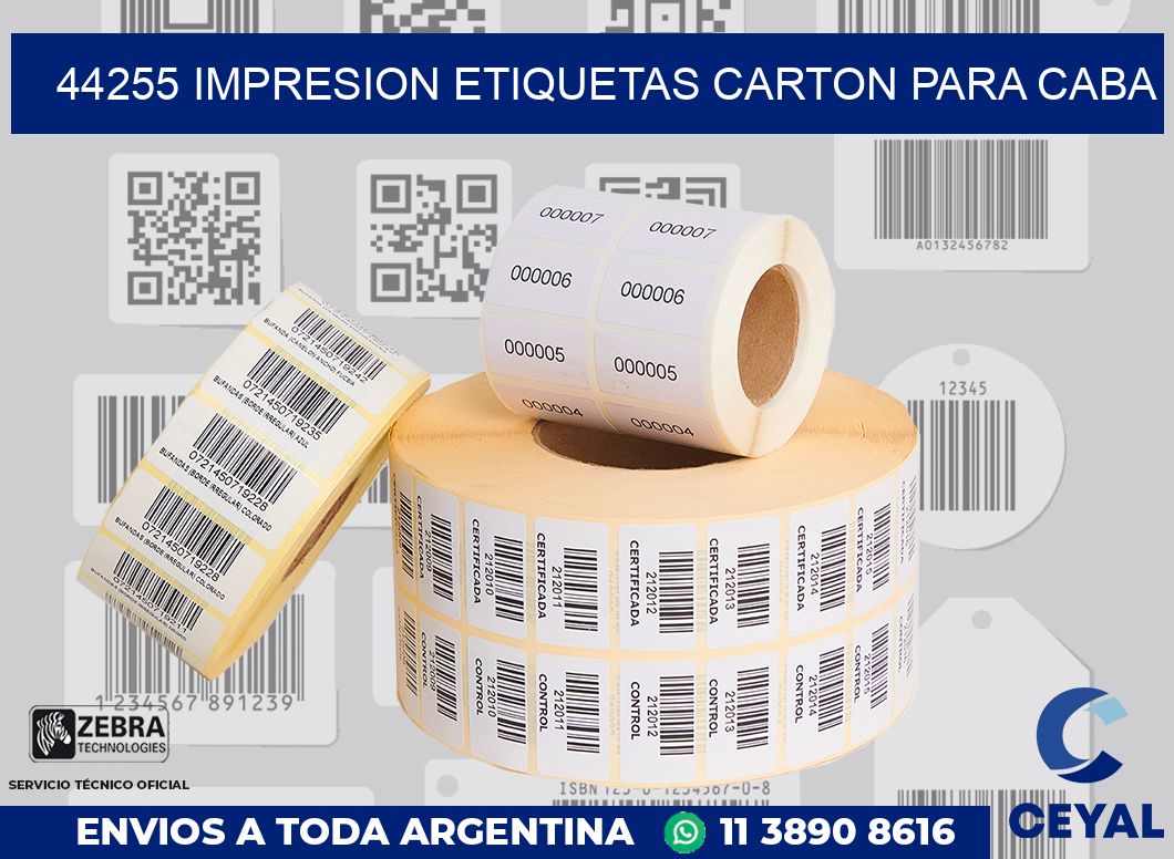 44255 IMPRESION ETIQUETAS CARTON PARA CABA