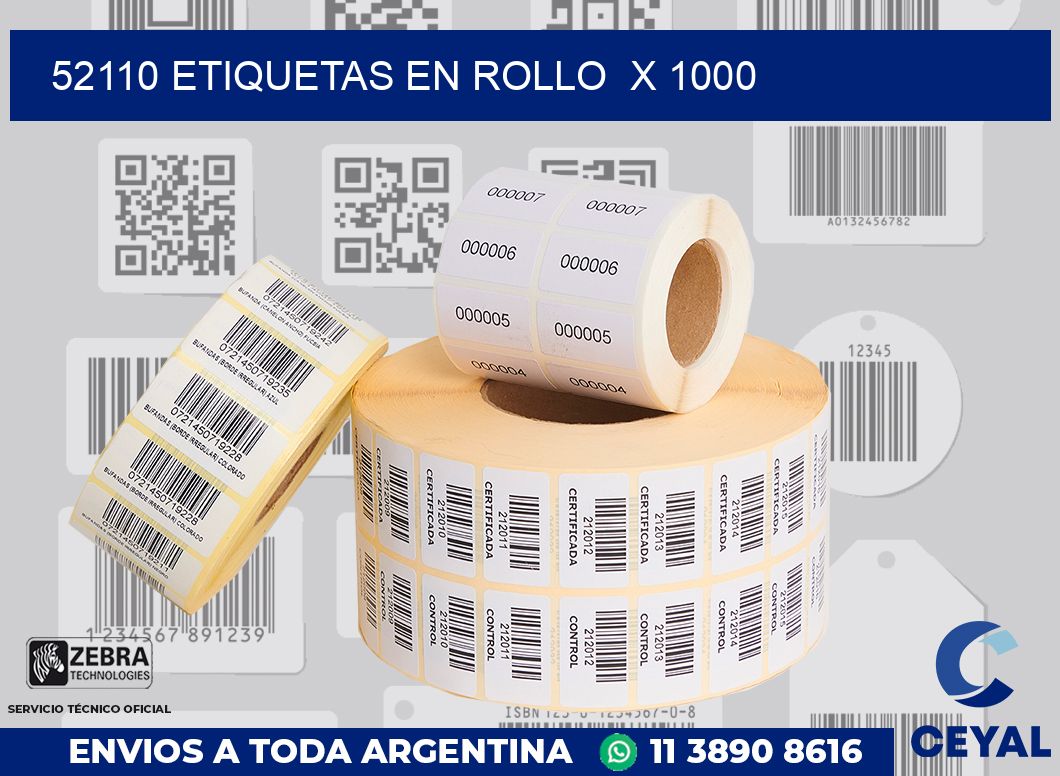 52110 etiquetas en rollo  x 1000