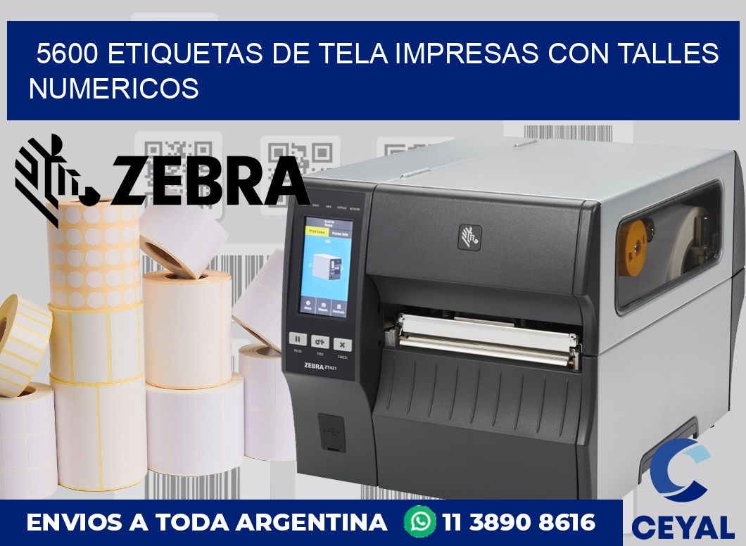 5600 ETIQUETAS DE TELA IMPRESAS CON TALLES NUMERICOS