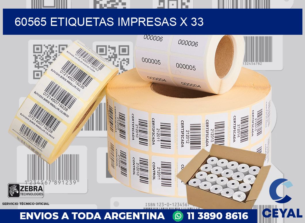 60565 Etiquetas impresas x 33
