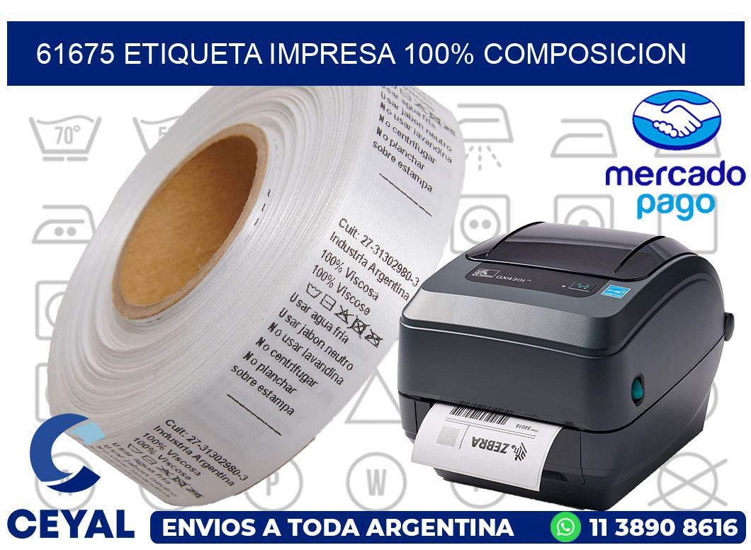 61675 ETIQUETA IMPRESA 100% COMPOSICION
