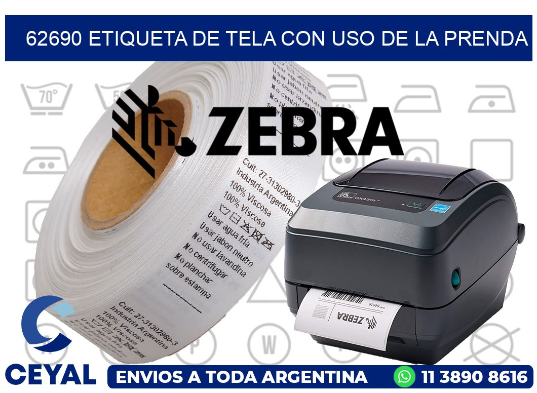 62690 ETIQUETA DE TELA CON USO DE LA PRENDA