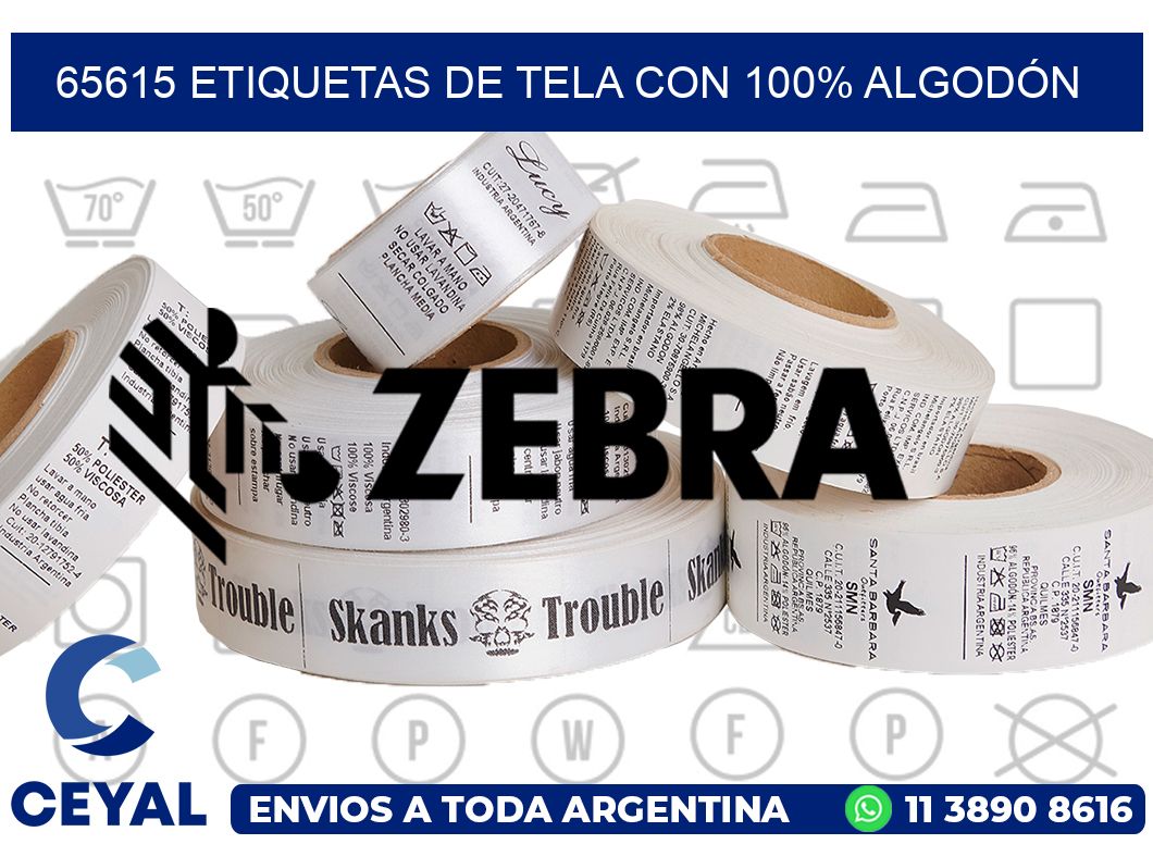 65615 ETIQUETAS DE TELA CON 100% ALGODÓN