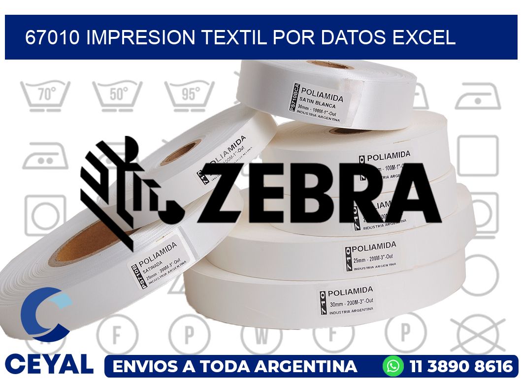 67010 IMPRESION TEXTIL POR DATOS EXCEL