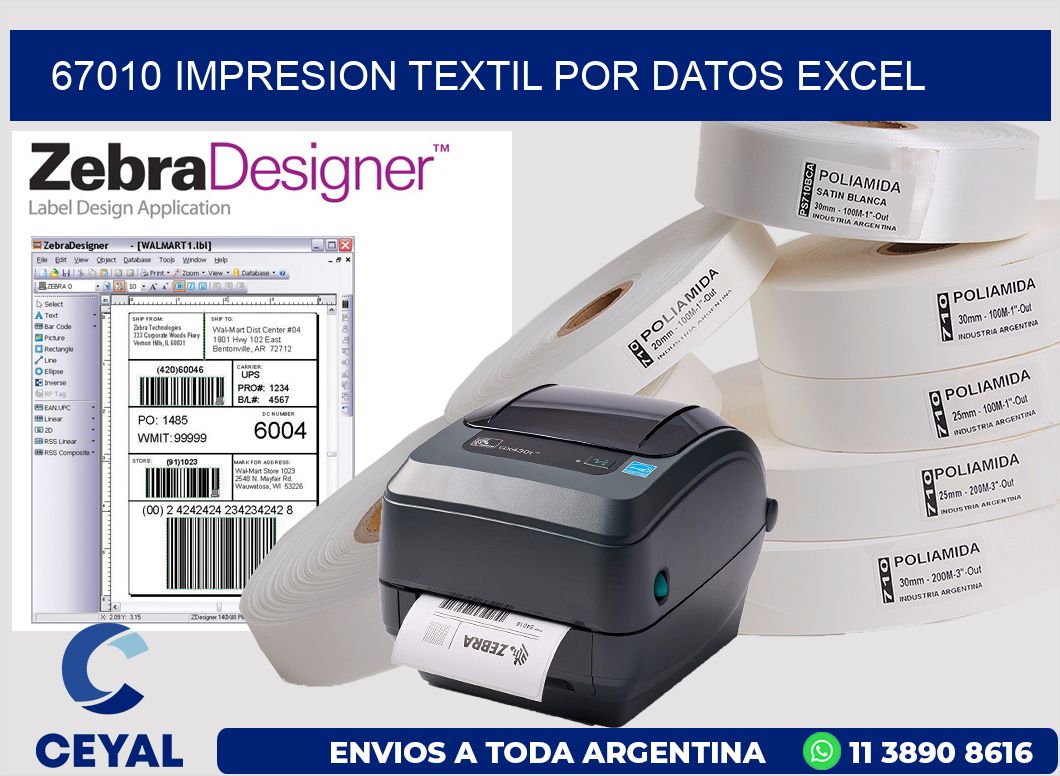 67010 IMPRESION TEXTIL POR DATOS EXCEL