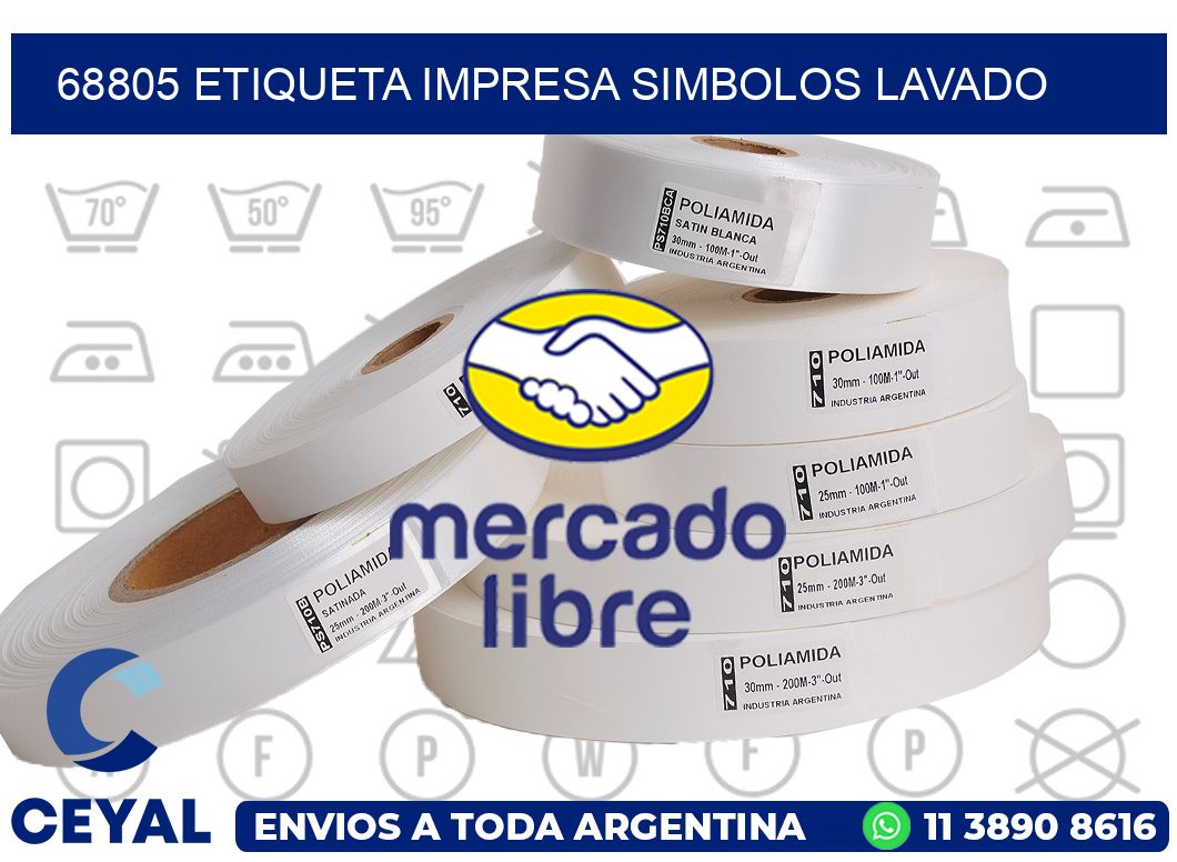 68805 ETIQUETA IMPRESA SIMBOLOS LAVADO
