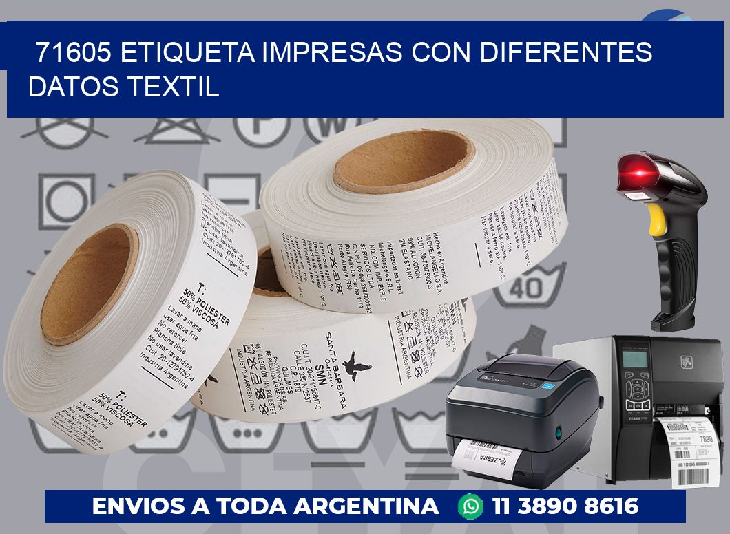 71605 ETIQUETA IMPRESAS CON DIFERENTES DATOS TEXTIL