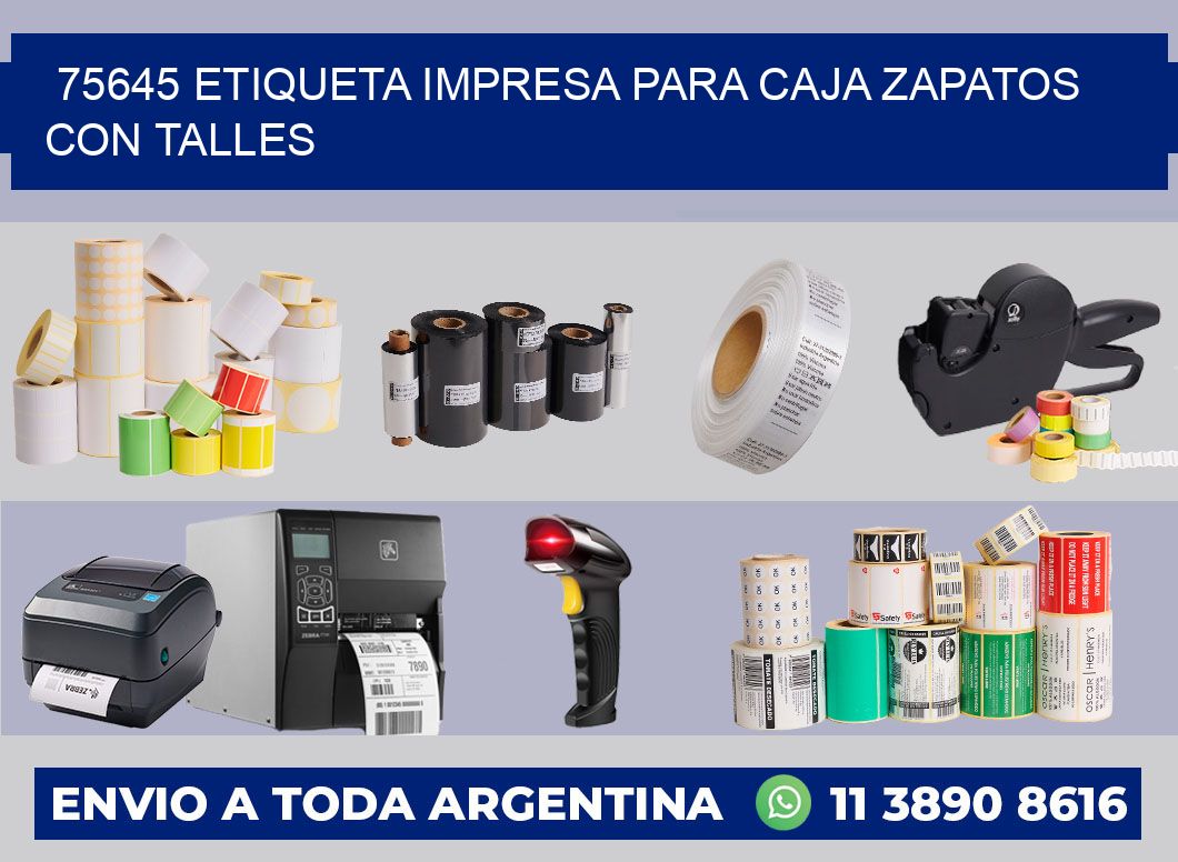 75645 ETIQUETA IMPRESA PARA CAJA ZAPATOS CON TALLES