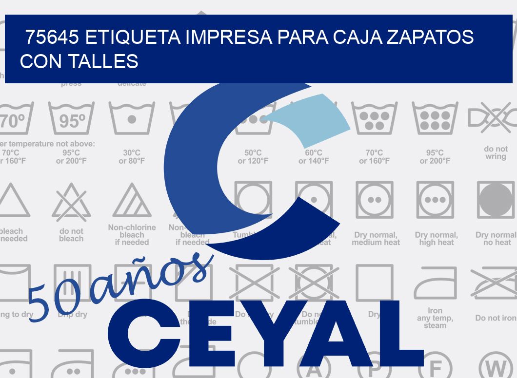75645 ETIQUETA IMPRESA PARA CAJA ZAPATOS CON TALLES