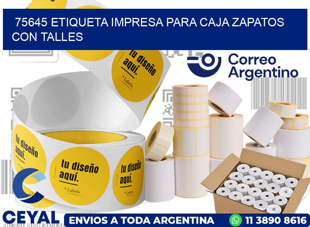 75645 ETIQUETA IMPRESA PARA CAJA ZAPATOS CON TALLES