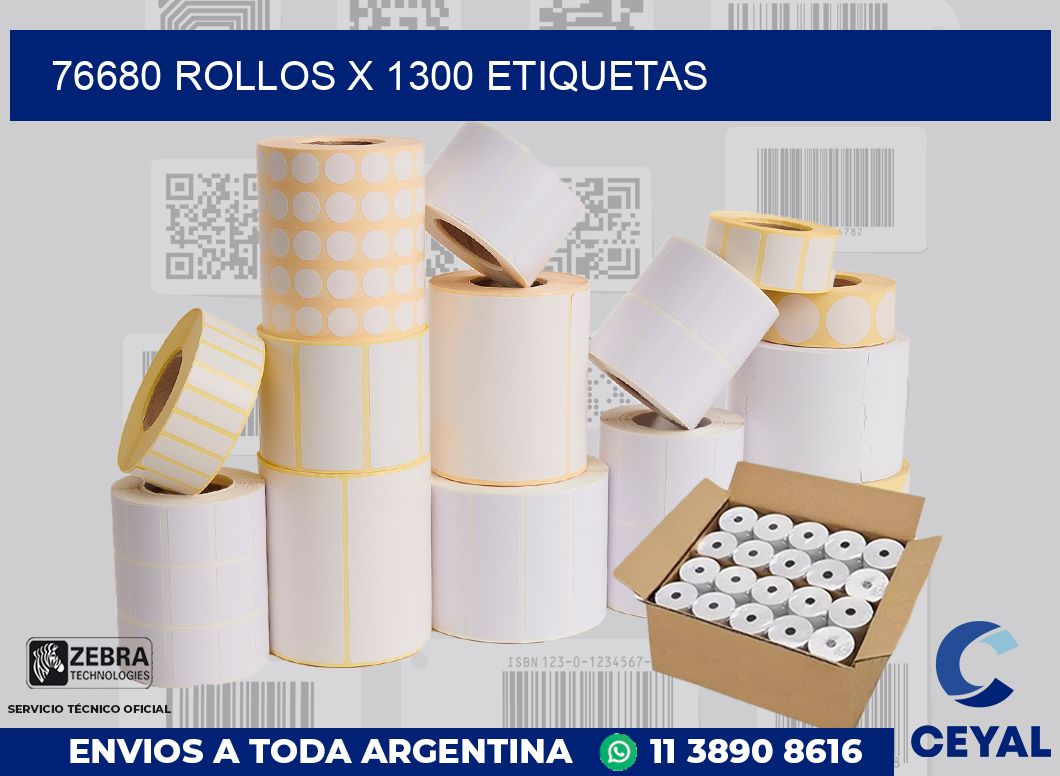 76680 Rollos x 1300 etiquetas