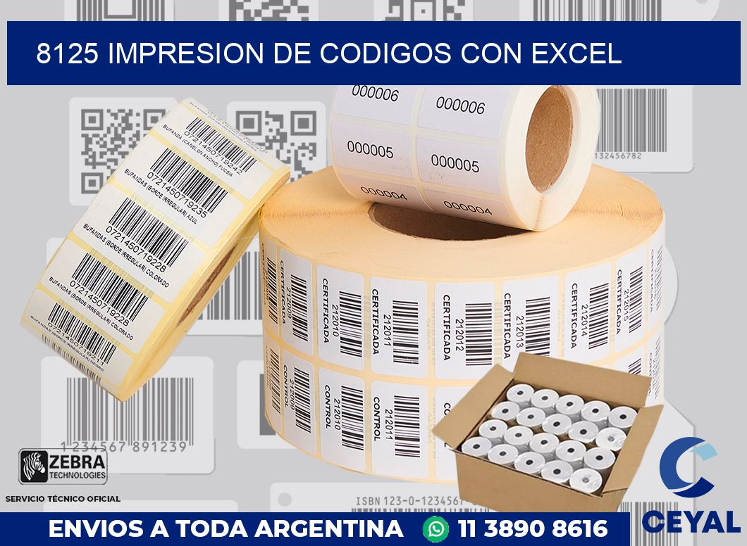 8125 IMPRESION DE CODIGOS CON EXCEL