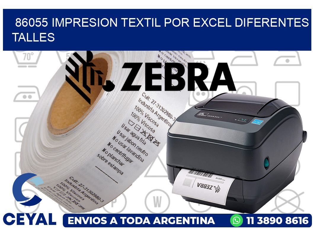 86055 IMPRESION TEXTIL POR EXCEL DIFERENTES TALLES