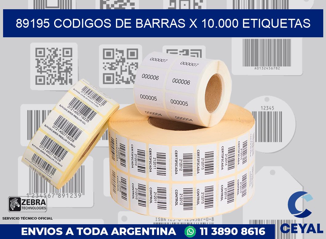 89195 codigos de barras x 10.000 etiquetas