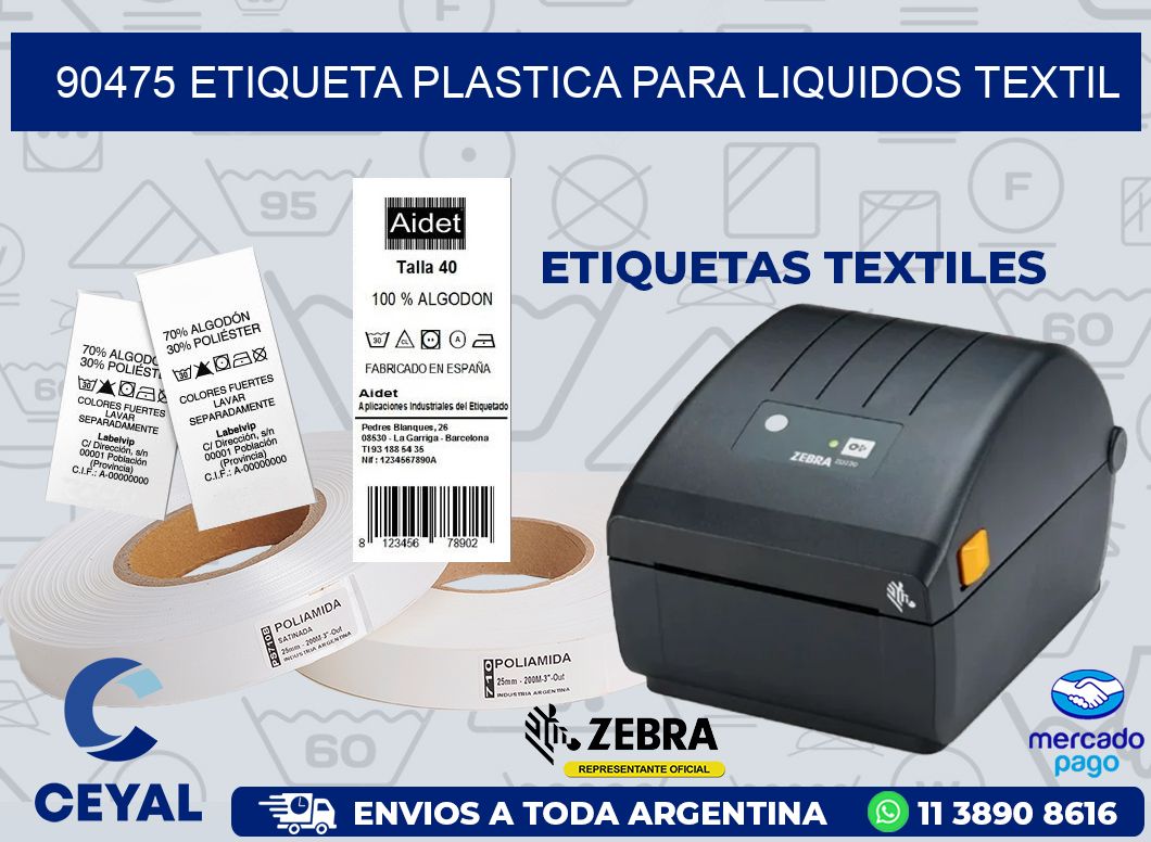 90475 ETIQUETA PLASTICA PARA LIQUIDOS TEXTIL