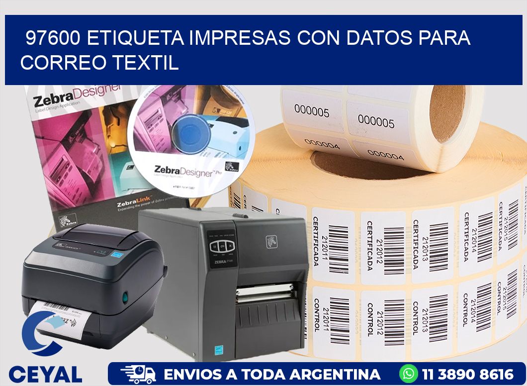 97600 ETIQUETA IMPRESAS CON DATOS PARA CORREO TEXTIL