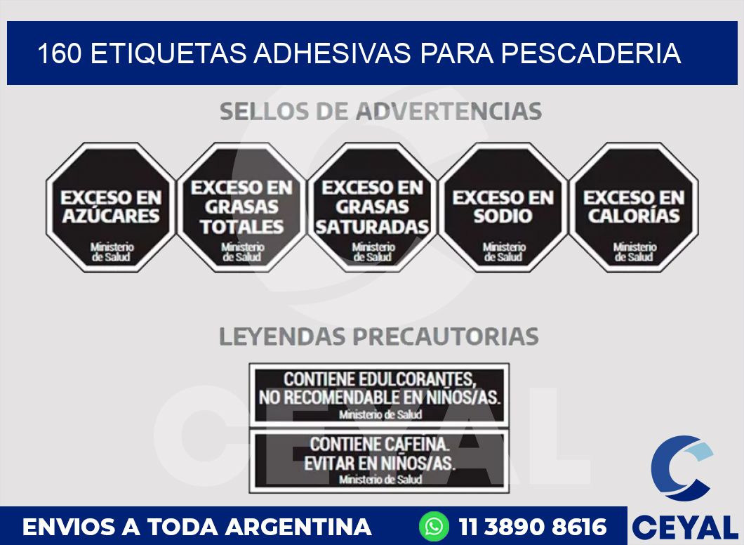 160 ETIQUETAS ADHESIVAS PARA PESCADERIA