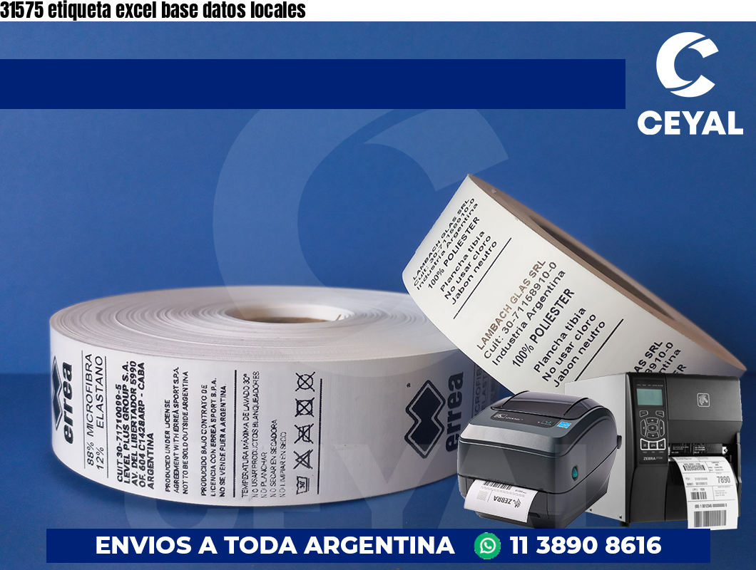 31575 etiqueta excel base datos locales