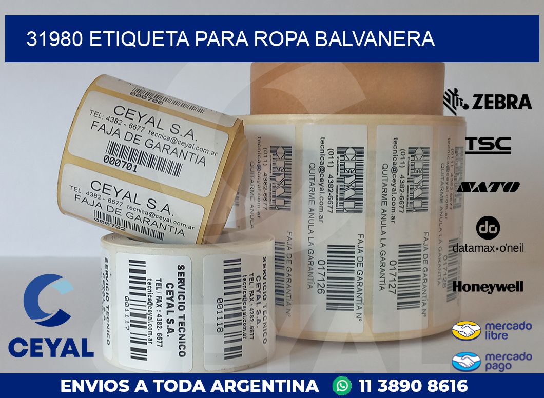 31980 ETIQUETA PARA ROPA BALVANERA