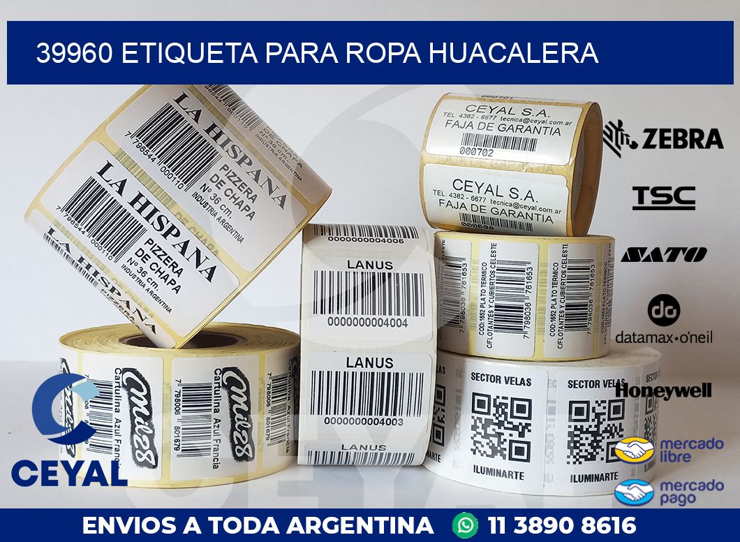 39960 ETIQUETA PARA ROPA HUACALERA