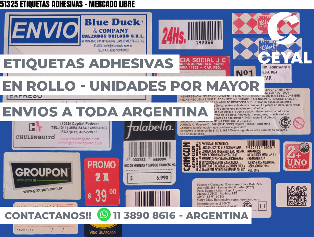 51325 ETIQUETAS ADHESIVAS - MERCADO LIBRE