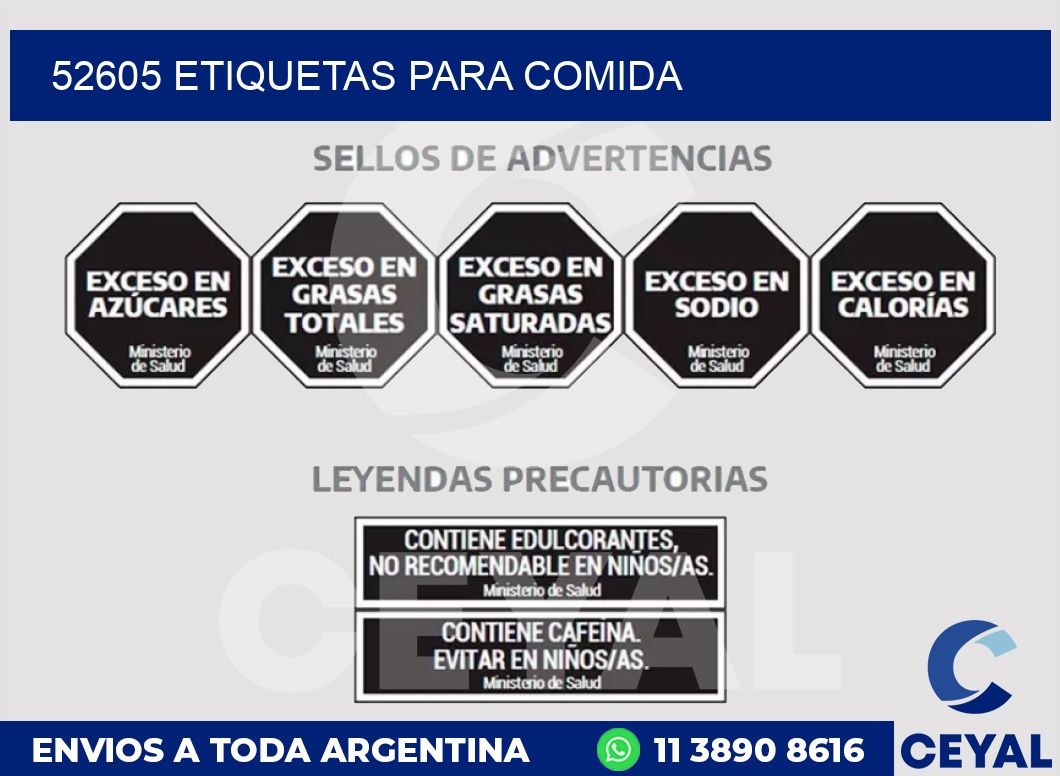 52605 ETIQUETAS PARA COMIDA