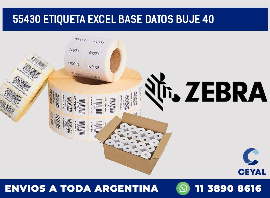 55430 etiqueta excel base datos buje 40