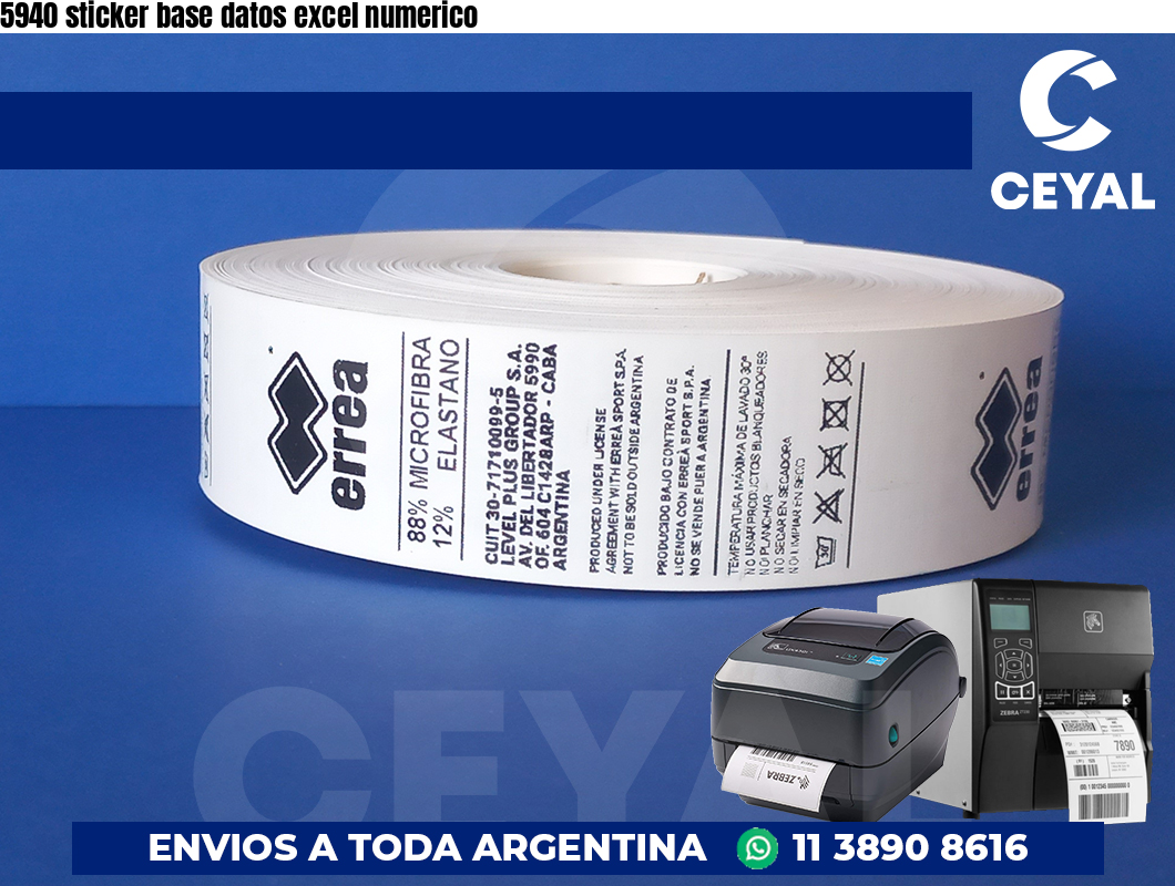 5940 sticker base datos excel numerico