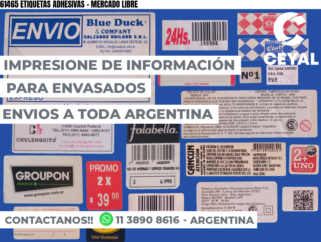 61465 ETIQUETAS ADHESIVAS - MERCADO LIBRE