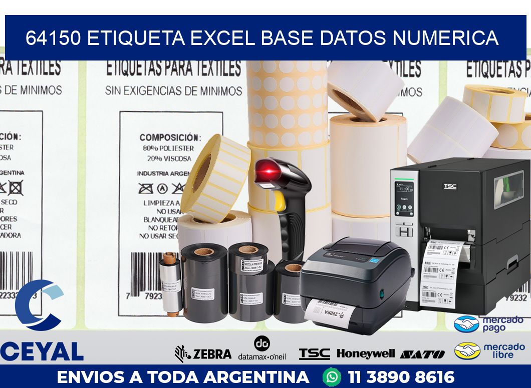 64150 etiqueta excel base datos numerica