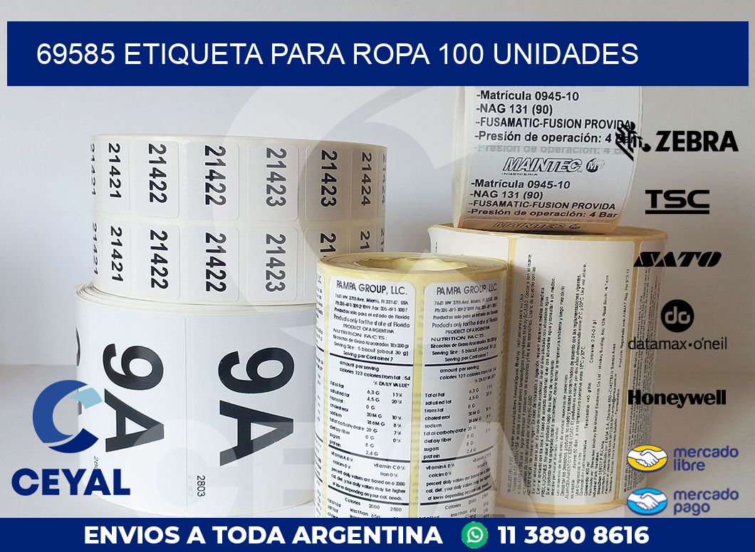 69585 ETIQUETA PARA ROPA 100 UNIDADES