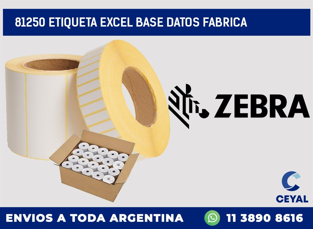 81250 etiqueta excel base datos fabrica