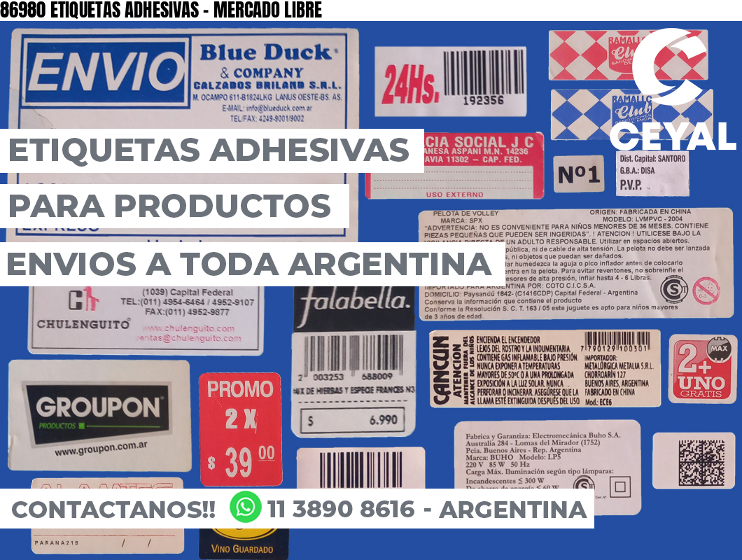 86980 ETIQUETAS ADHESIVAS - MERCADO LIBRE
