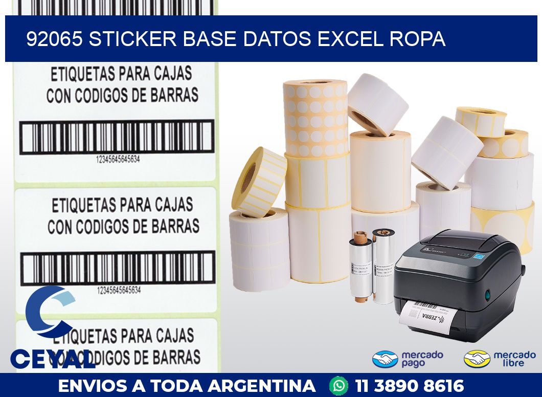 92065 sticker base datos excel ropa