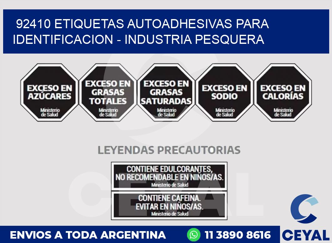 92410 ETIQUETAS AUTOADHESIVAS PARA IDENTIFICACION - INDUSTRIA PESQUERA