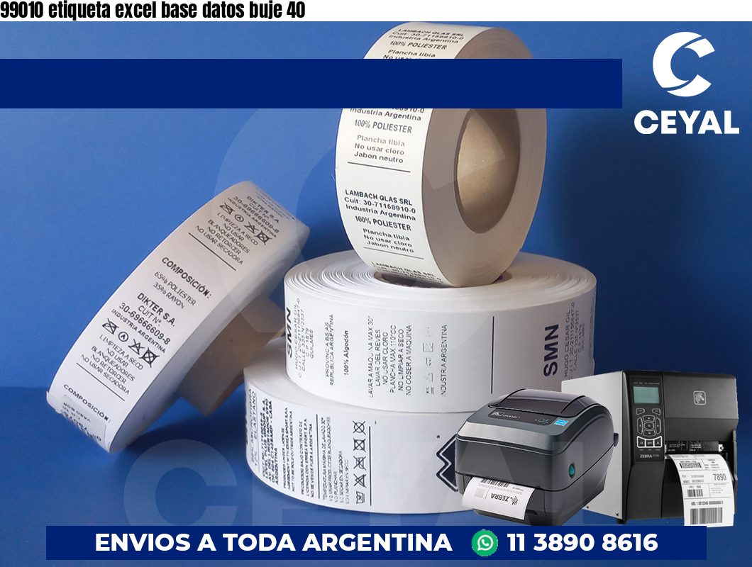 99010 etiqueta excel base datos buje 40