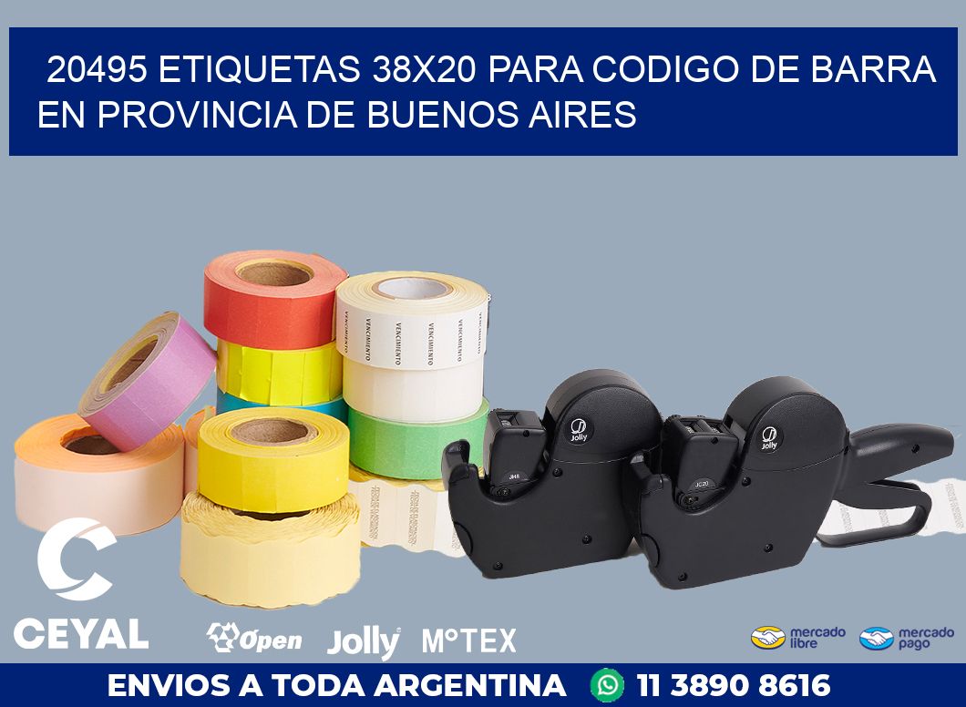 20495 ETIQUETAS 38X20 PARA CODIGO DE BARRA EN PROVINCIA DE BUENOS AIRES