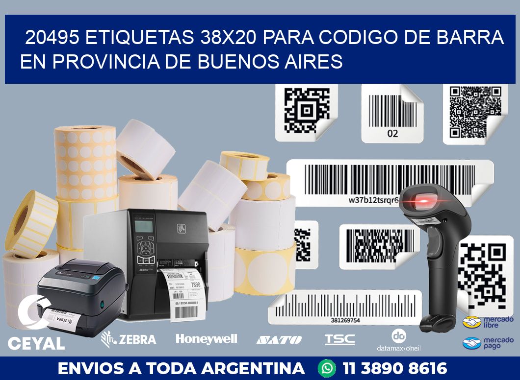 20495 ETIQUETAS 38X20 PARA CODIGO DE BARRA EN PROVINCIA DE BUENOS AIRES