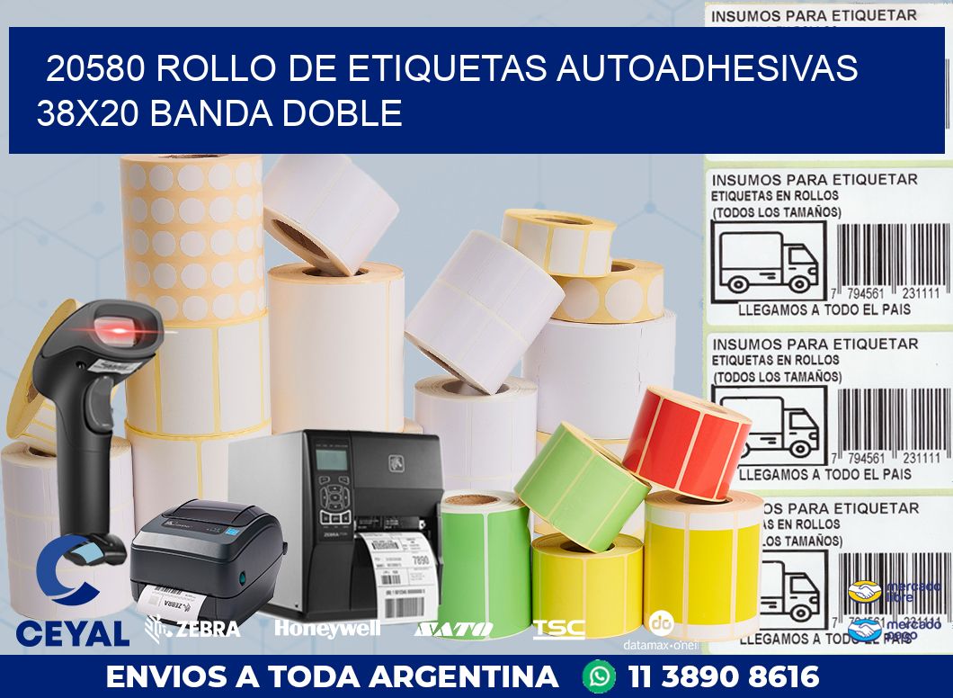 20580 ROLLO DE ETIQUETAS AUTOADHESIVAS 38X20 BANDA DOBLE