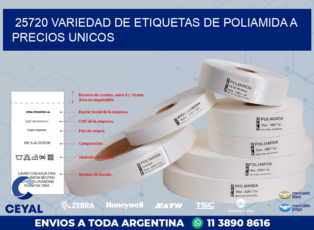 25720 VARIEDAD DE ETIQUETAS DE POLIAMIDA A PRECIOS UNICOS