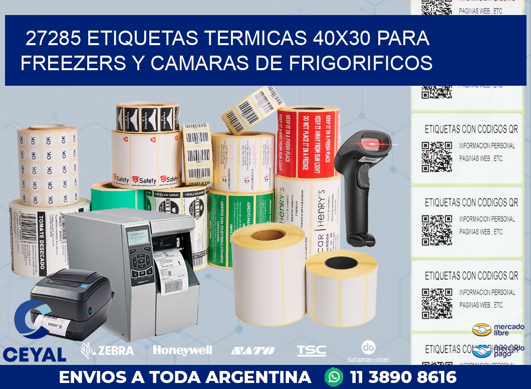 27285 ETIQUETAS TERMICAS 40X30 PARA FREEZERS Y CAMARAS DE FRIGORIFICOS