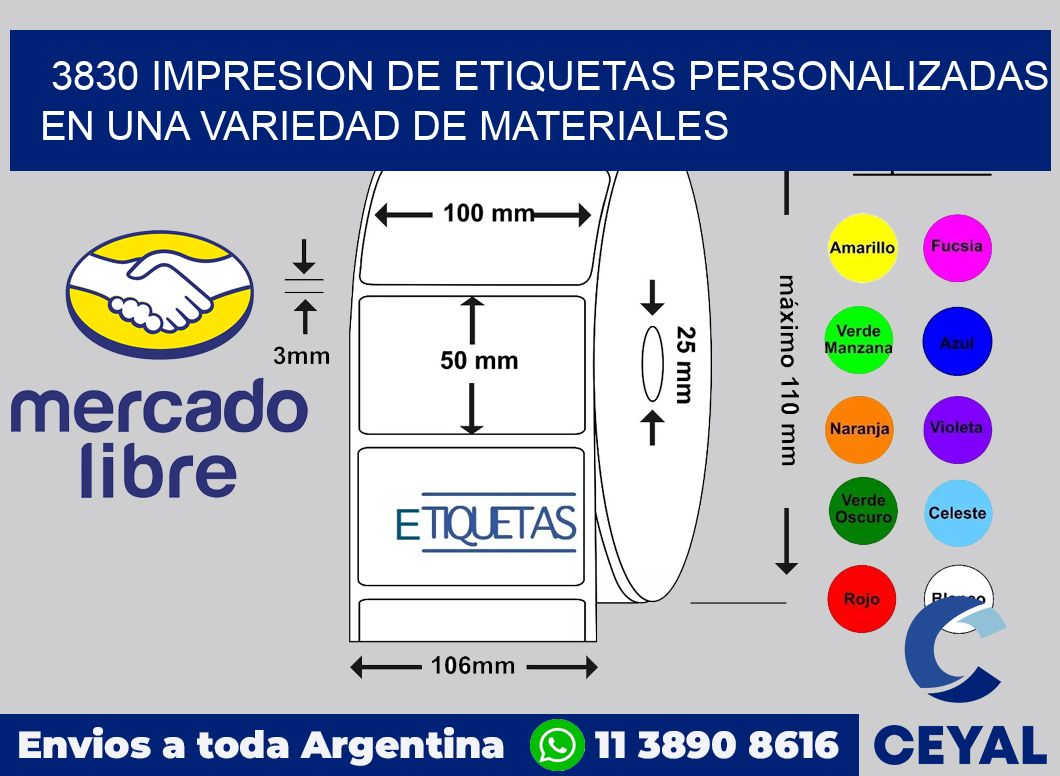 3830 IMPRESION DE ETIQUETAS PERSONALIZADAS EN UNA VARIEDAD DE MATERIALES