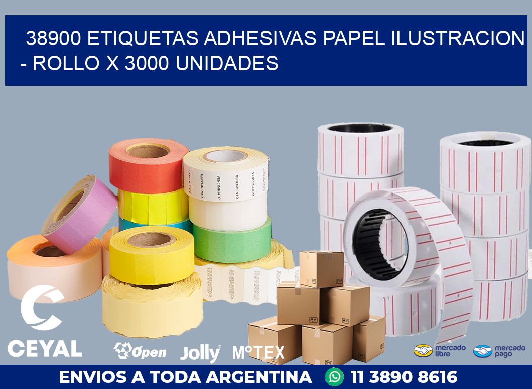 38900 ETIQUETAS ADHESIVAS PAPEL ILUSTRACION - ROLLO X 3000 UNIDADES