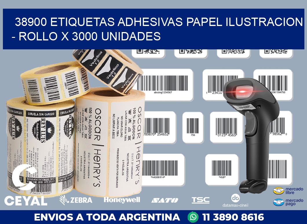 38900 ETIQUETAS ADHESIVAS PAPEL ILUSTRACION - ROLLO X 3000 UNIDADES