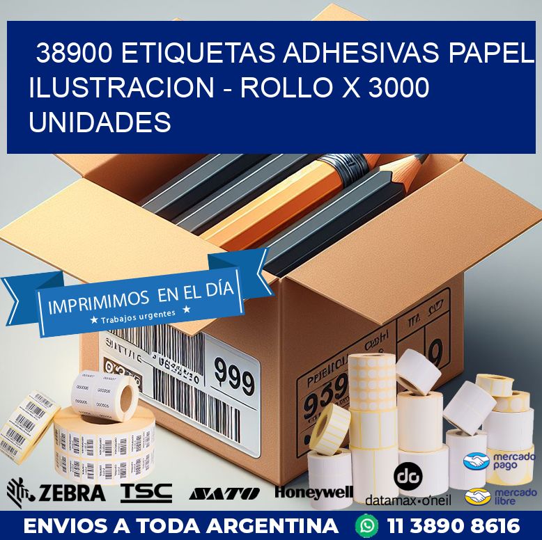 38900 ETIQUETAS ADHESIVAS PAPEL ILUSTRACION – ROLLO X 3000 UNIDADES