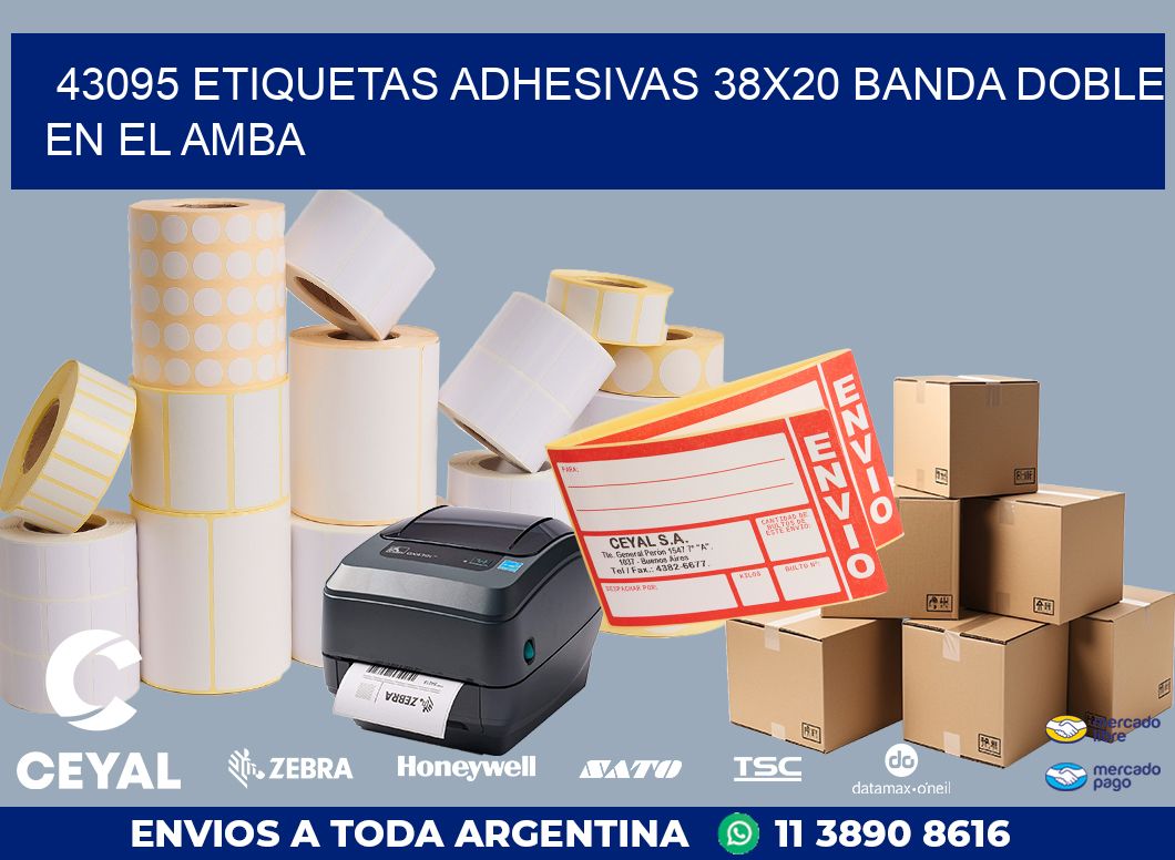 43095 ETIQUETAS ADHESIVAS 38X20 BANDA DOBLE EN EL AMBA
