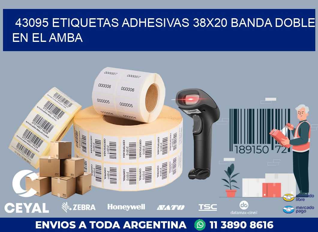 43095 ETIQUETAS ADHESIVAS 38X20 BANDA DOBLE EN EL AMBA