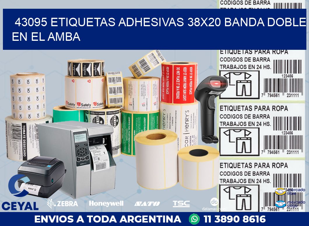 43095 ETIQUETAS ADHESIVAS 38X20 BANDA DOBLE EN EL AMBA
