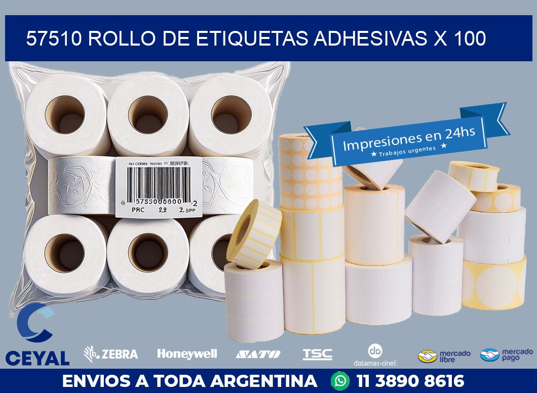 57510 ROLLO DE ETIQUETAS ADHESIVAS X 100