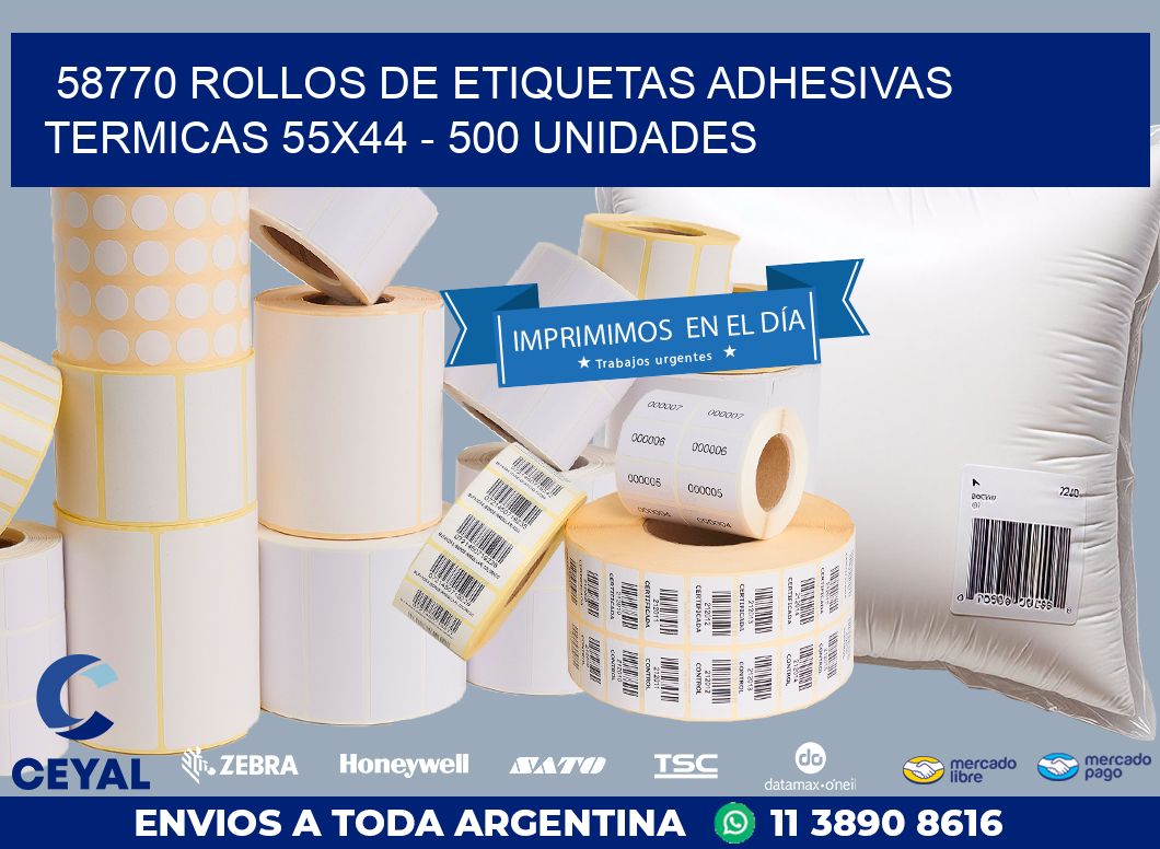 58770 ROLLOS DE ETIQUETAS ADHESIVAS TERMICAS 55X44 – 500 UNIDADES